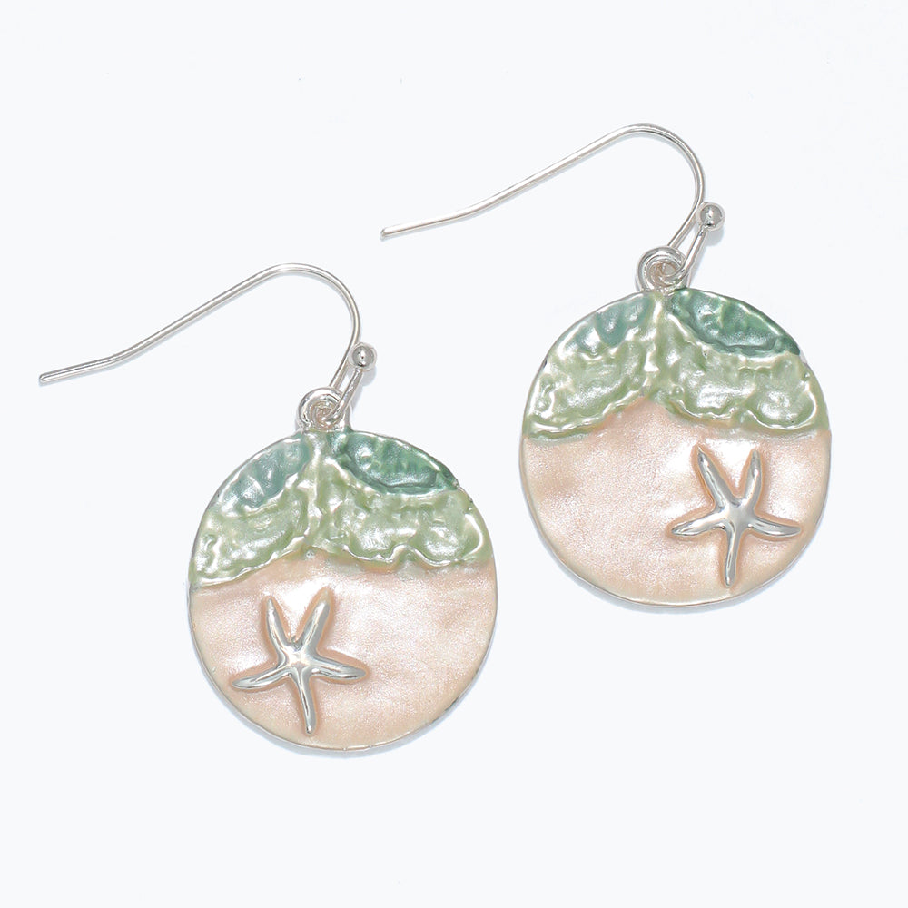 Earrings-Silver Starfish on Beach