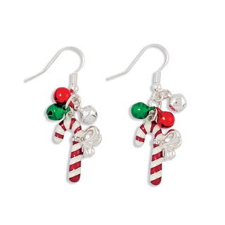 Periwinkle Earrings-Candy Canes with Jingles