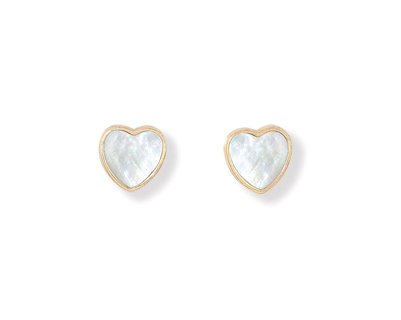 Gold Hearts with Mother of Pearl Inlay Earrings