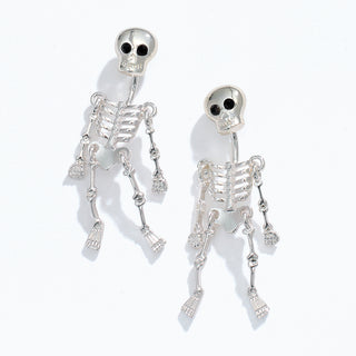 Earrings-Silver Dangling Skeletons