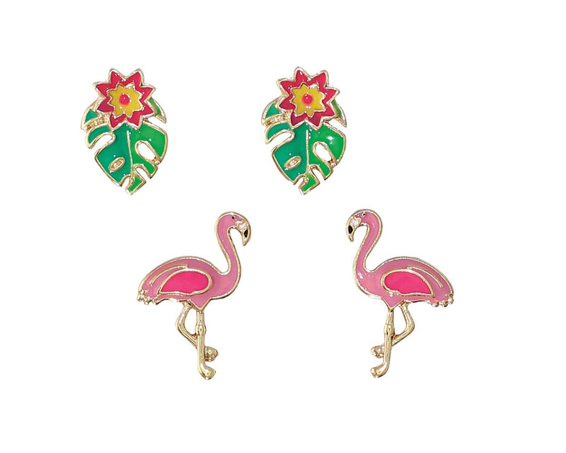 Periwinkle - Earrings Flamingo and Leaf Duo 8108692