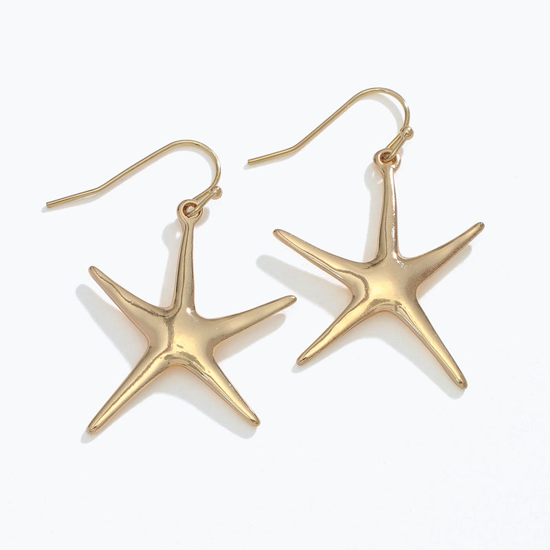 Earrings-Polished Gold Starfish