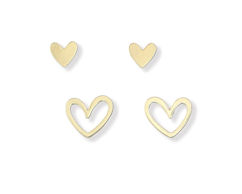 Gold Heart Duo Stud Earrings