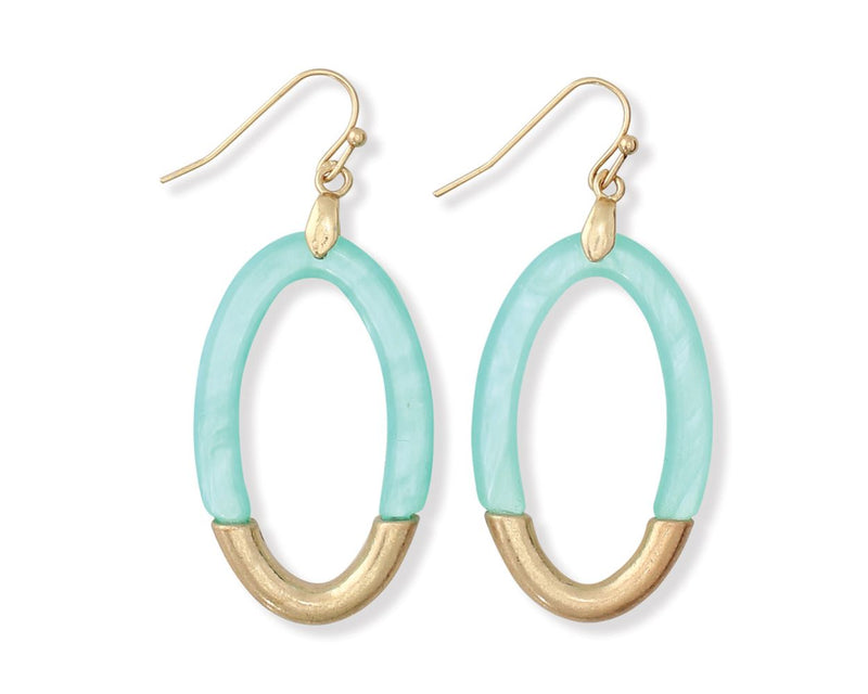 Teal Ovals with Gold Bottom Earrings