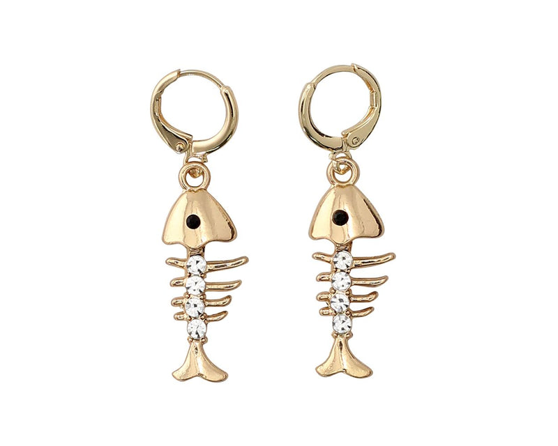 Gold & Crystal Bonefish Earrings