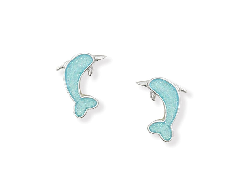 Aqua Glitter Dolphin Earrings