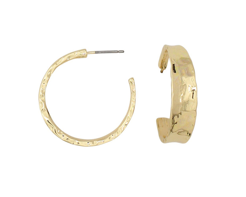 1" Hammered Gold Hoops 8109224