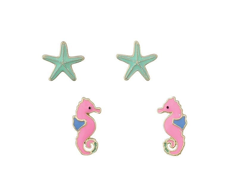 Duo Seahorse and Starfish Earrings
