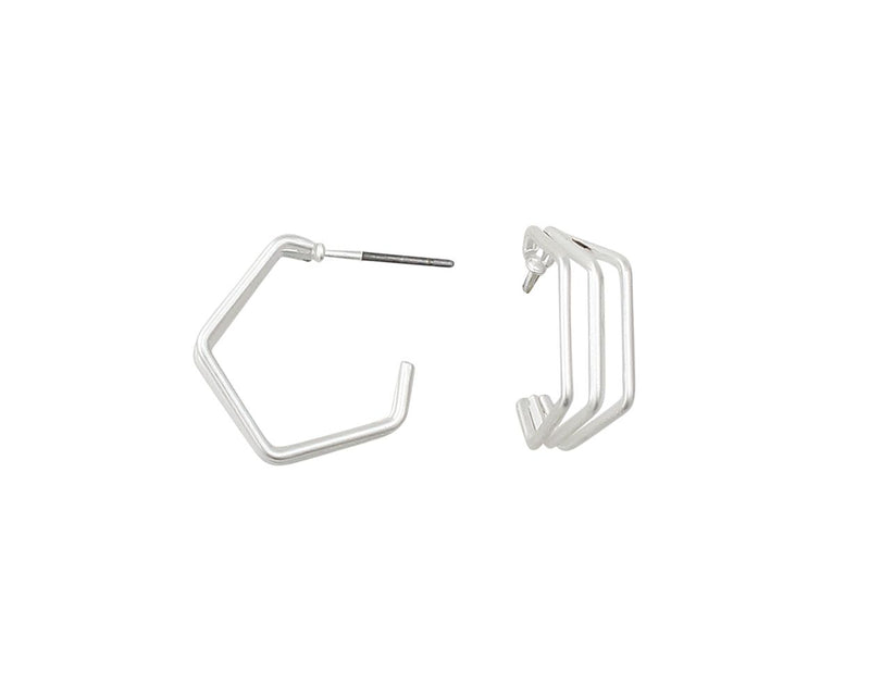 Earrings-Matte Silver Hoops 8109637