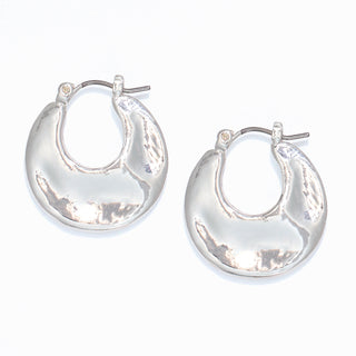 Periwinkle Earrings-Silver Hammered Disc Hoops