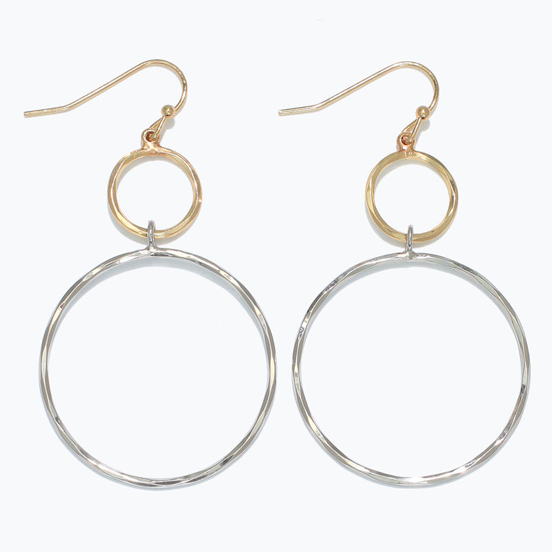 Earrings-Two-tone textured hoops