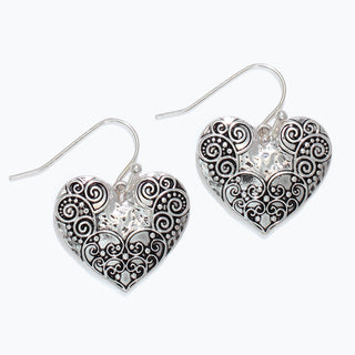 Periwinkle Earrings-Silv Heart w Scroll Detail