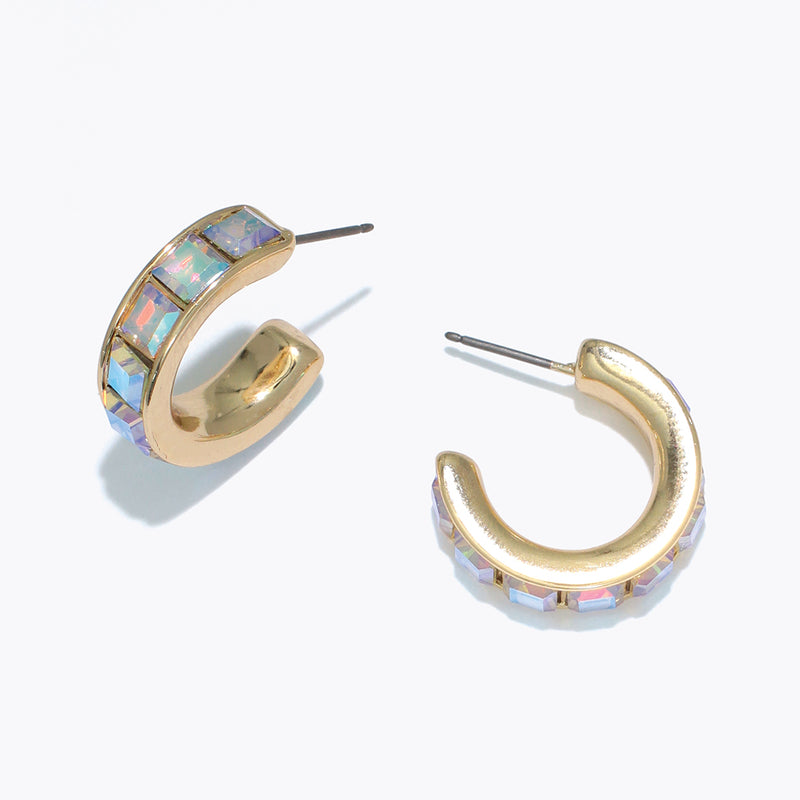 Earrings-AB Crystal Inlay Hoops