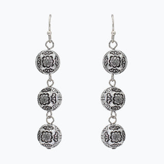 Earrings-Silver Patterned Beads