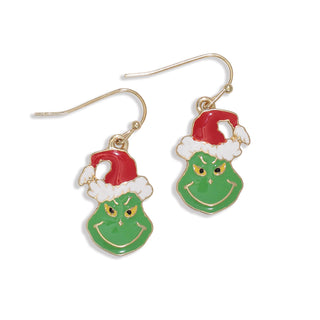 Earrings-Enamel Christmas Grinch