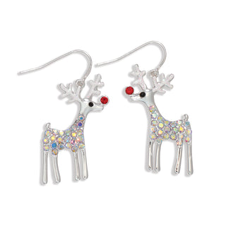 Earrings-Silver Rudolph w AB Cryst