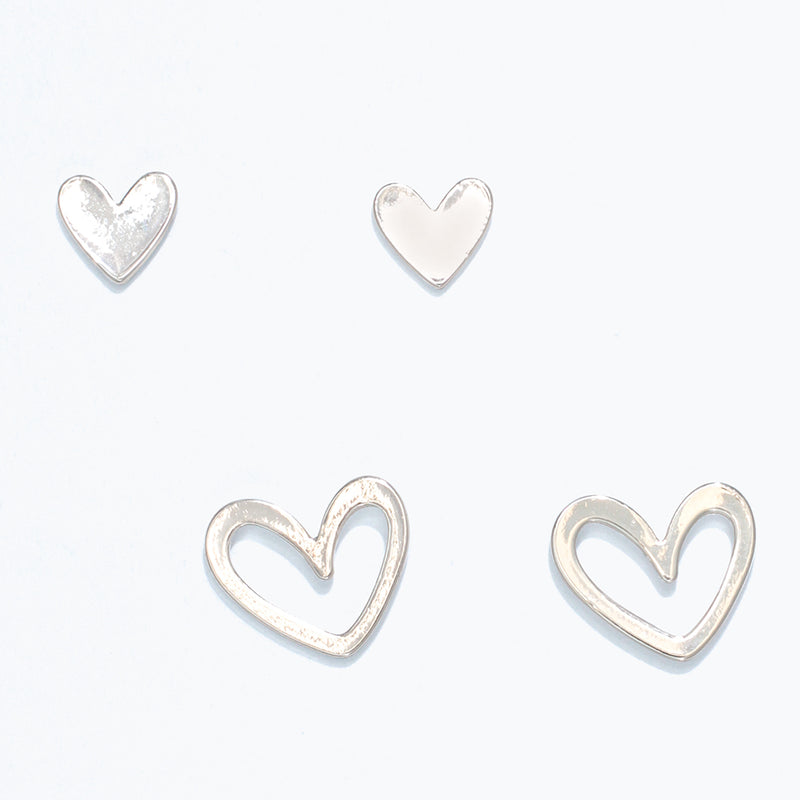 Earrings-Silver Hearts Duo