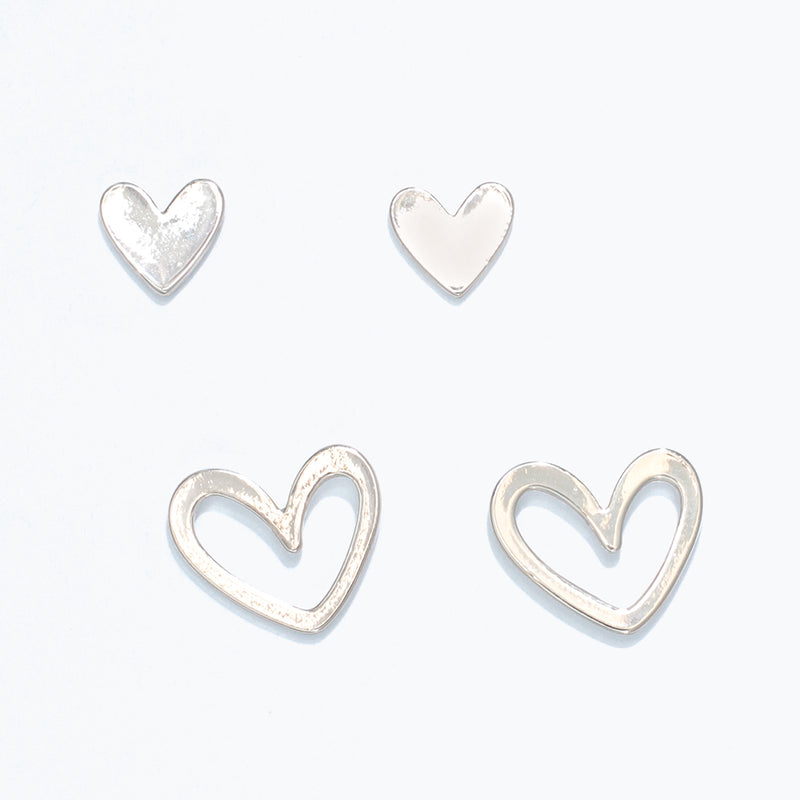 Earrings-Silver Hearts Duo