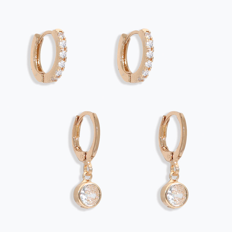 Earrings-Gold Hoops with CZs