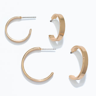 Earrings-Duo Sleek Gold Hoops