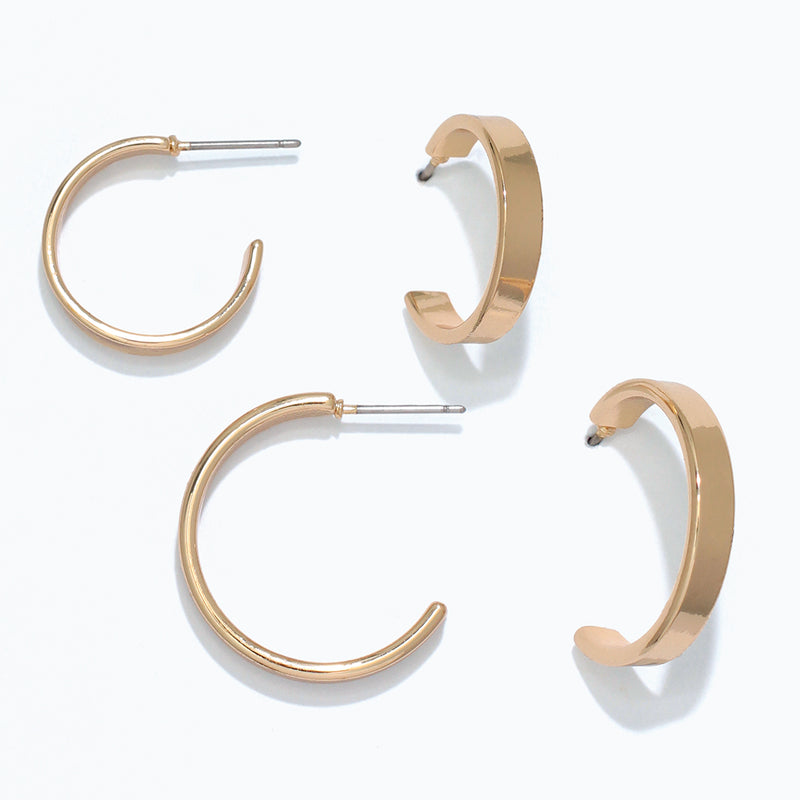 Earrings-Duo Sleek Gold Hoops