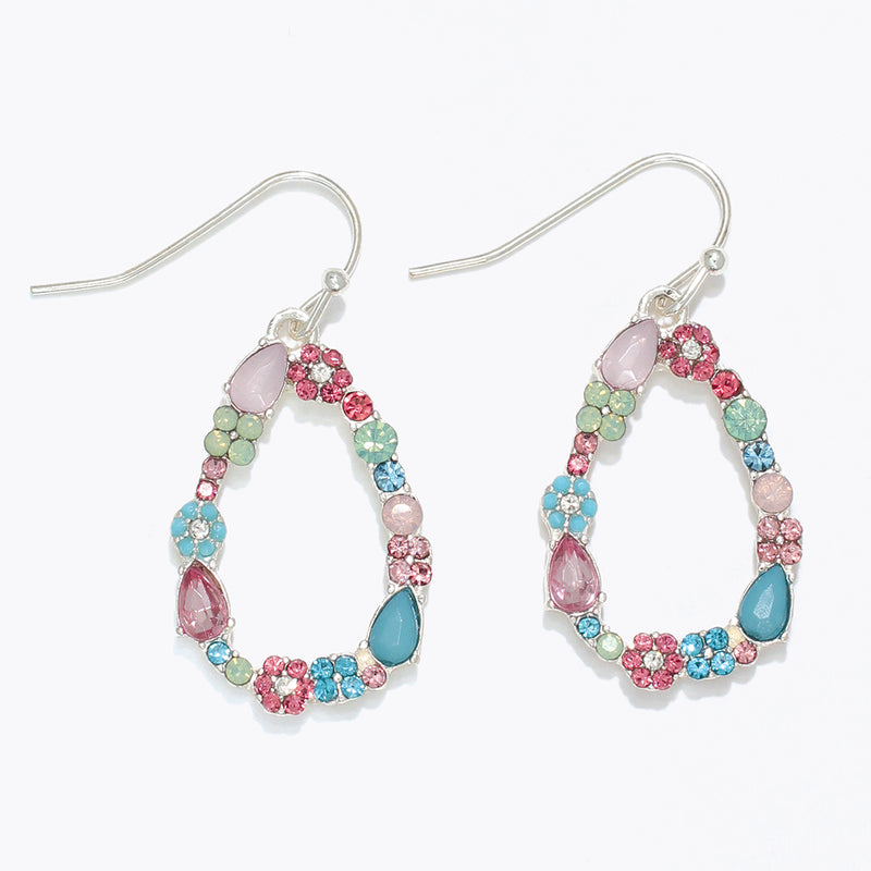 Earrings-Multicolor Drop w Crystals