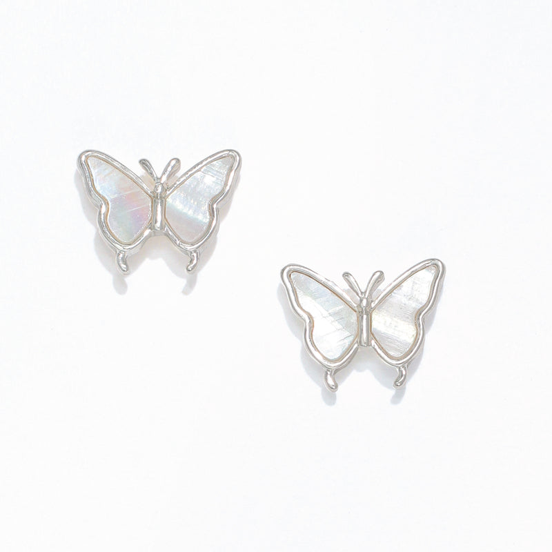 Earrings-Silver MOP Butterflies