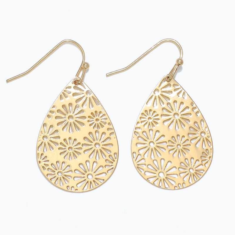 Earrings-Gold Floral Cutout