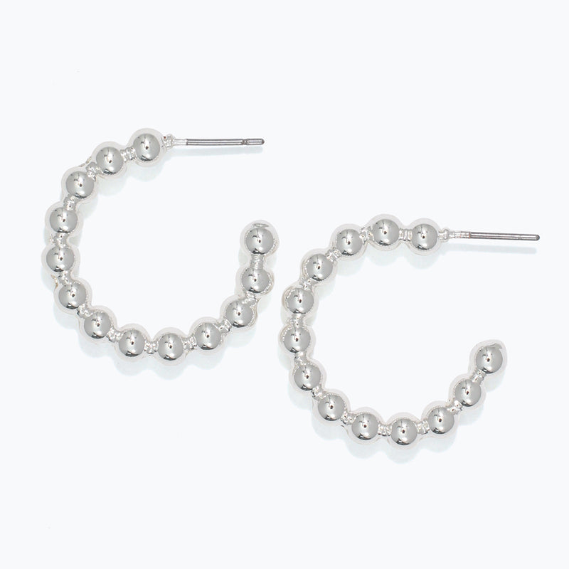 Earrings-Silver Bead Hoops