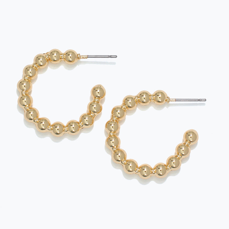 Earrings-Gold Beads Hoops