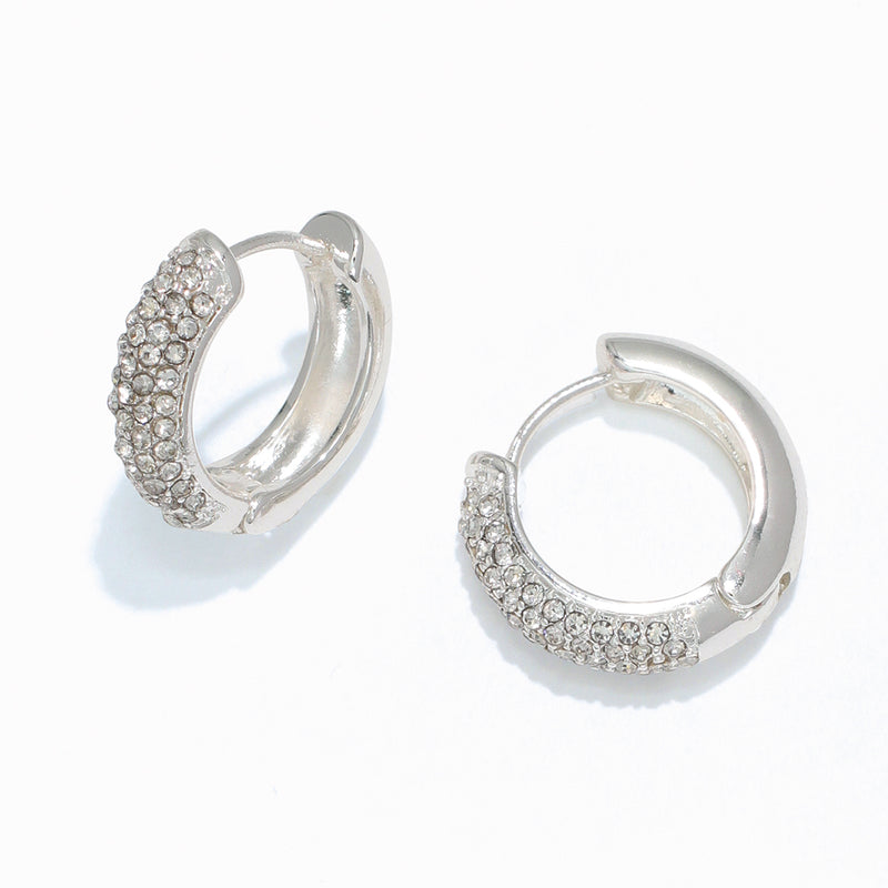 Earrings-Silver & Crystal Hinged