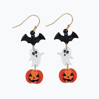 Earrings-Bat Ghost Pumpkin Dangle