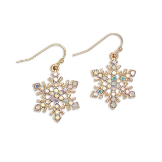 Earrings-Gold Snowflake AB Crystals