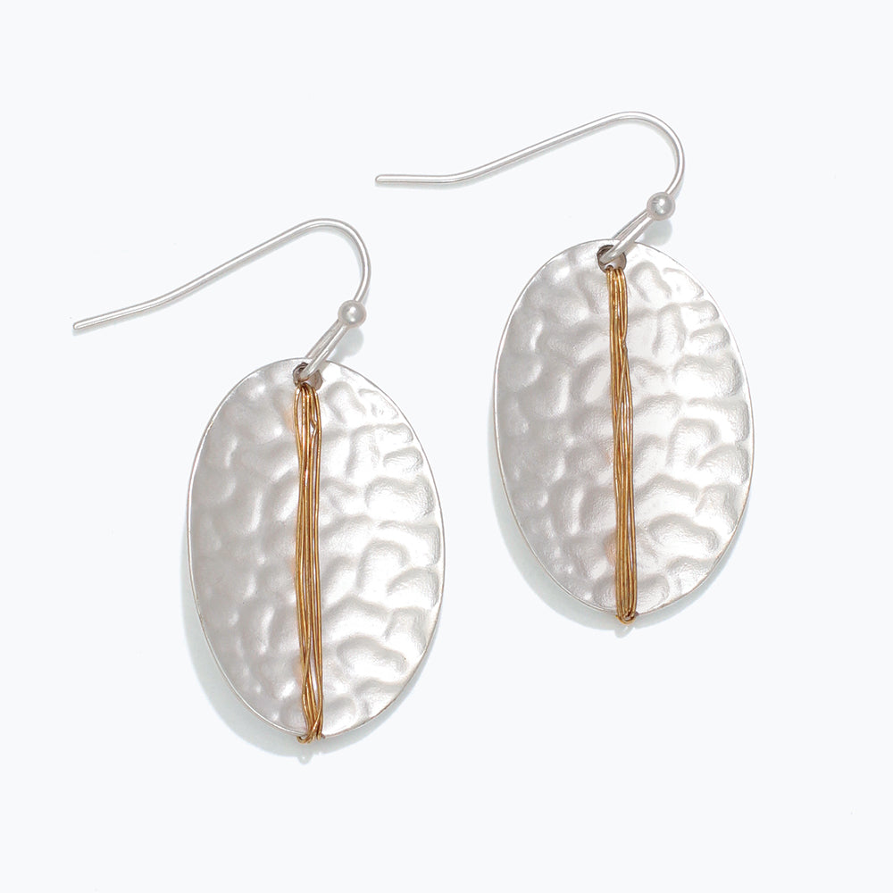 Earrings-Hammered w Gold Wire Wrap