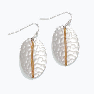 Earrings-Hammered w Gold Wire Wrap