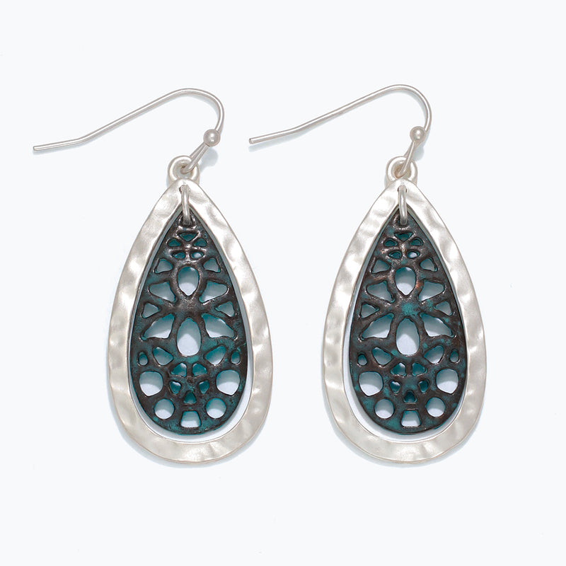 Earrings-Patina w Hammered Slvr