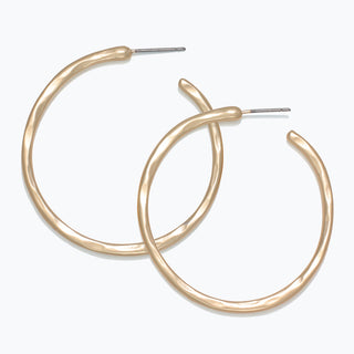 Earrings-Hammered Matte Gold