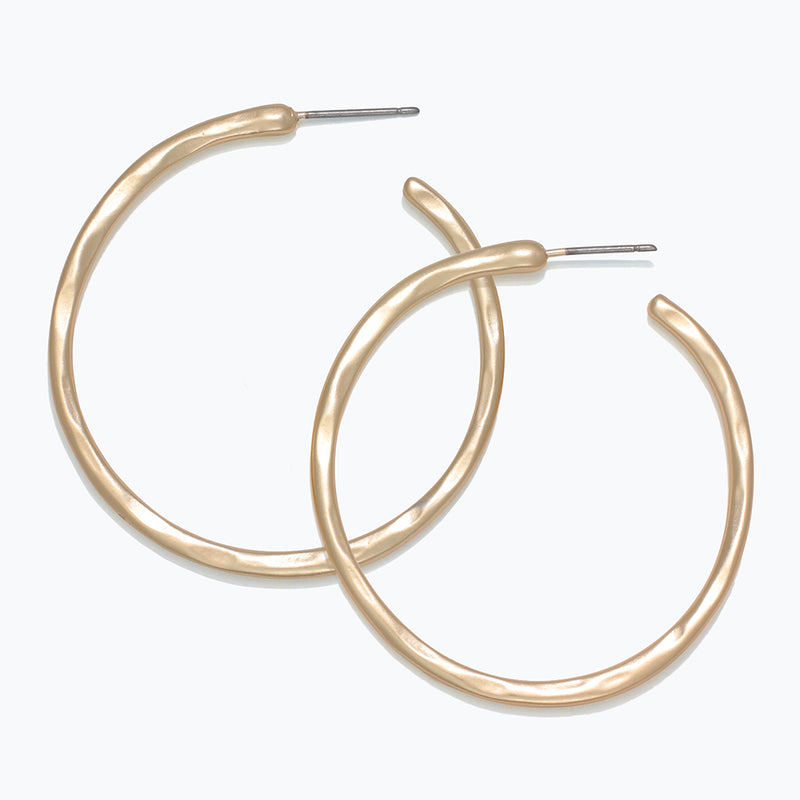 Earrings-Hammered Matte Gold