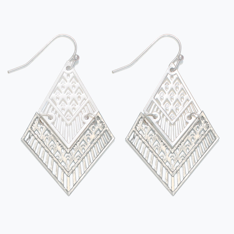 Earrings-Hinged Silver Filigree