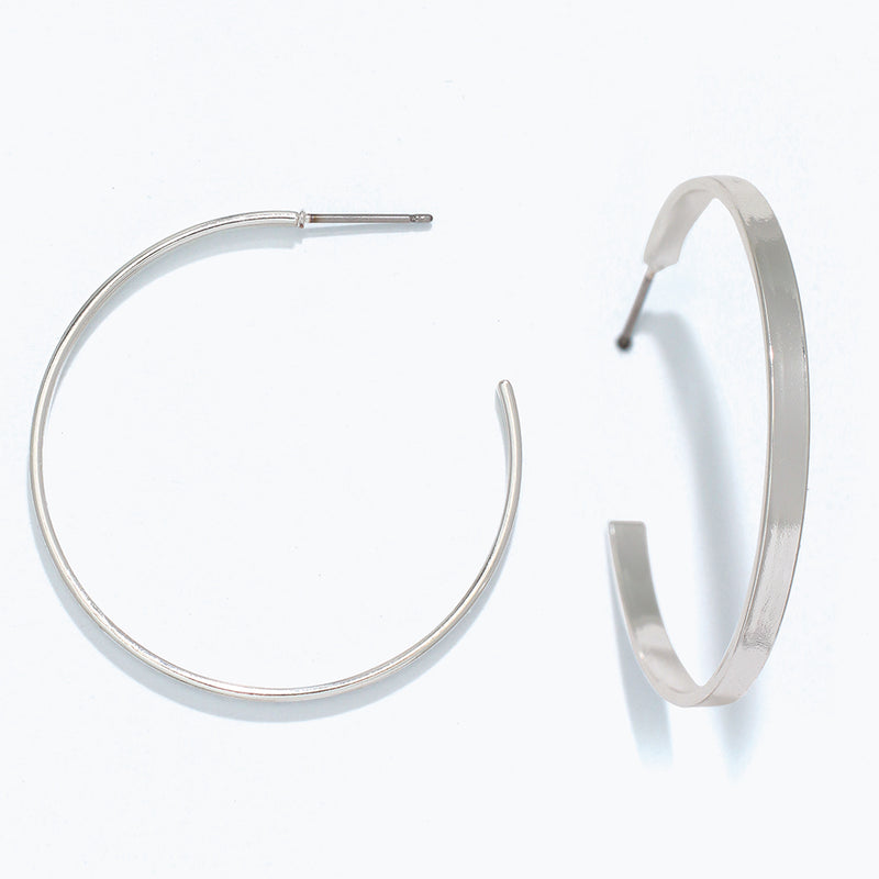 Earrings-Polished Silver Hoops