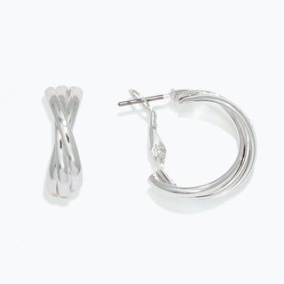 Earrings-Criss Cross Silver Hoops