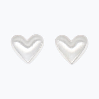 Earrings-Brushed Silver Hearts