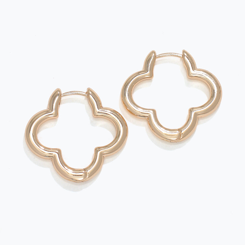 Periwinkle Earrings-Gold Clover Hoops