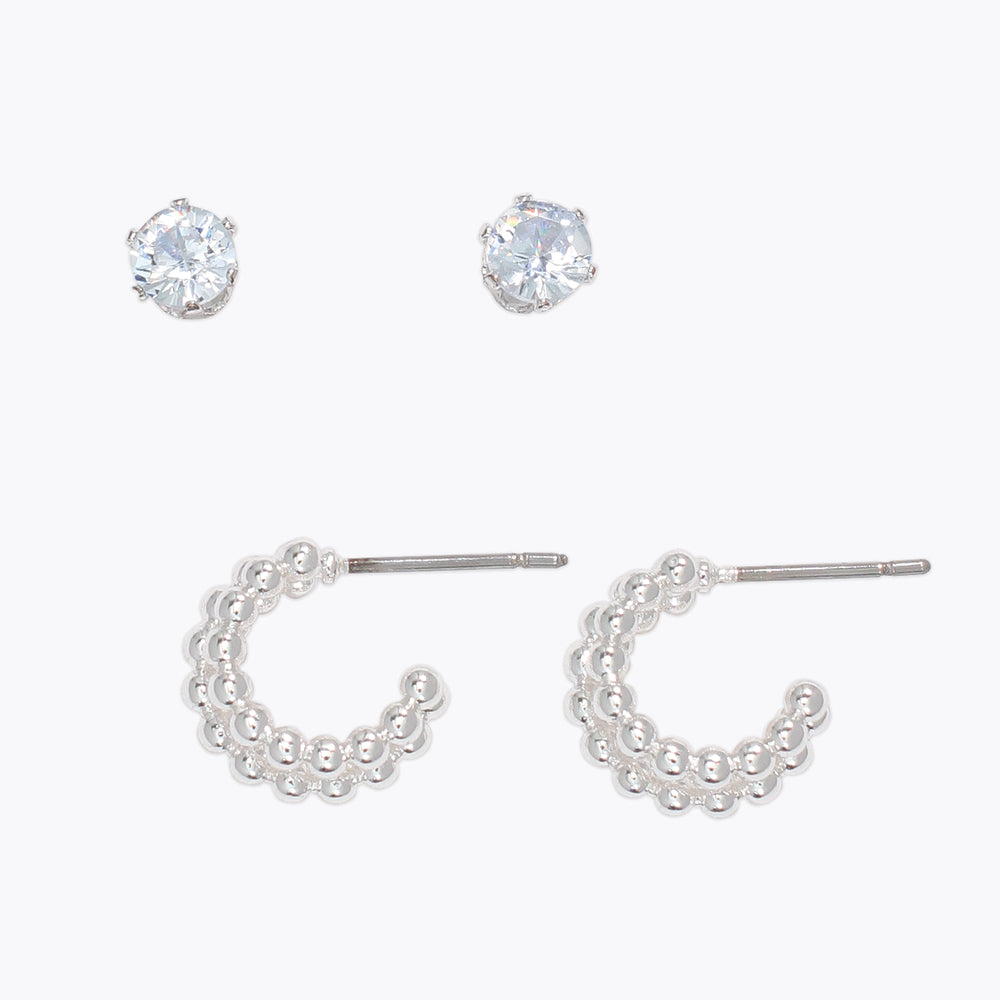 Earrings-CZ and Beaded Hoop DUO
