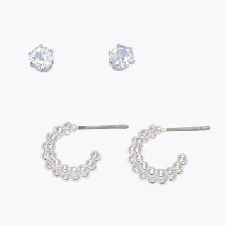 Earrings-CZ and Beaded Hoop DUO