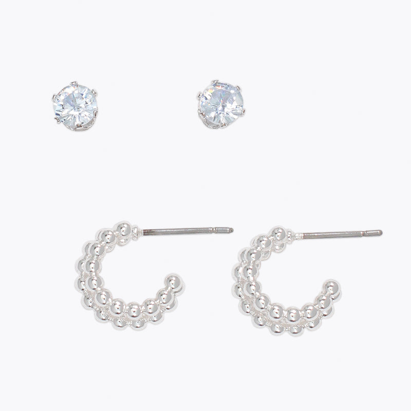 Earrings-CZ and Beaded Hoop DUO