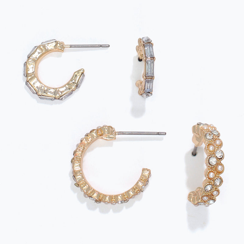 Periwinkle Earrings-Crystal + Peal Hoop DUO