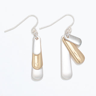 Earrings-Matte Silver+Gold Dangle