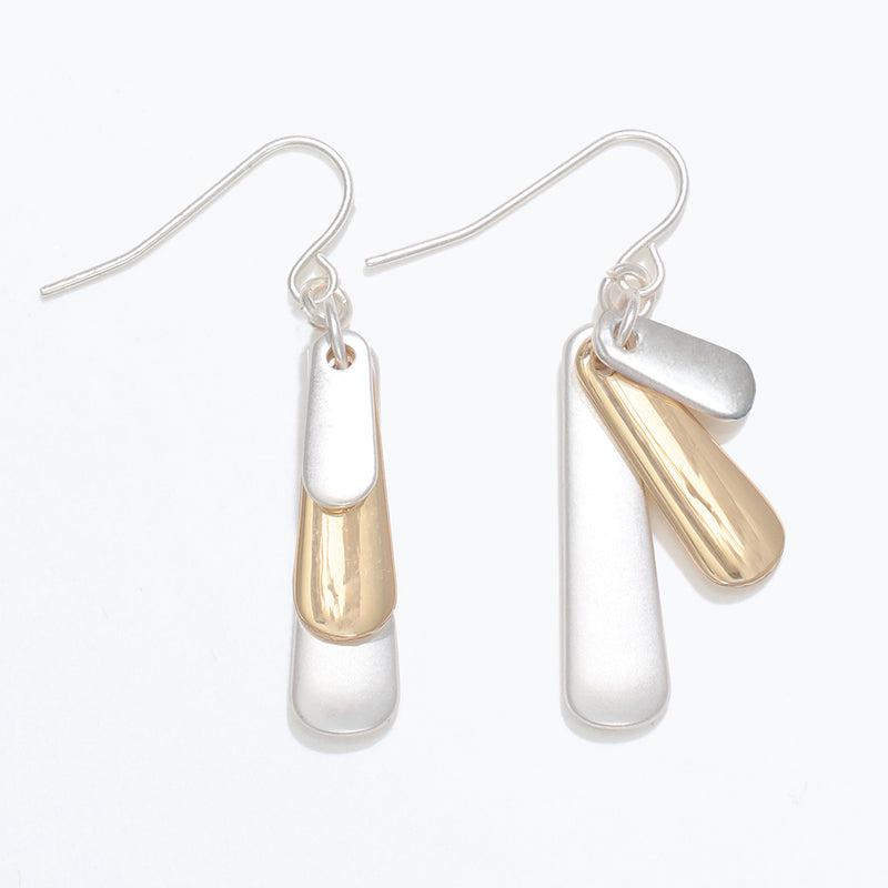 Earrings-Matte Silver+Gold Dangle