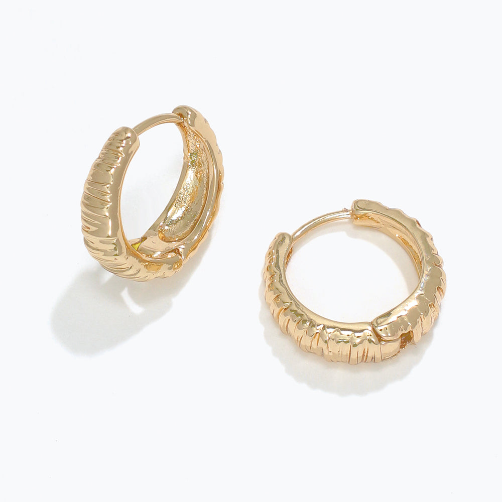 Periwinkle Earrings-Mini Gold Textured Hoops